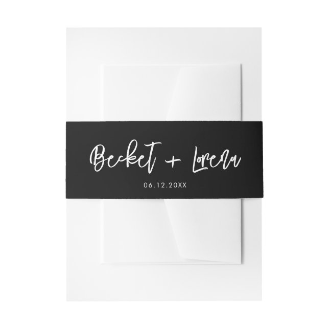 Cintas Para Invitaciones Boda negro contemporáneo (Anverso Ejemplo)