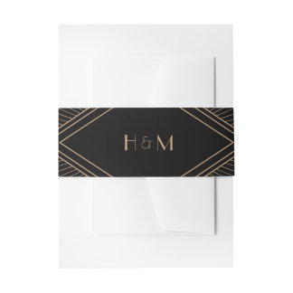 Cintas Para Invitaciones Boda negro de diamantes Art Deco