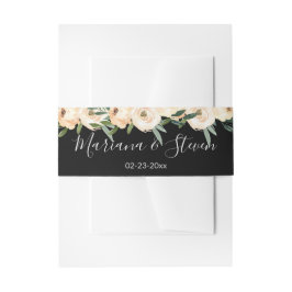 Cintas Para Invitaciones Boda negro floral beige