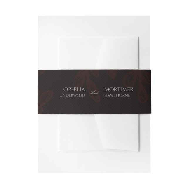 Cintas Para Invitaciones Boda negro floral gótico oscuro (Anverso Ejemplo)
