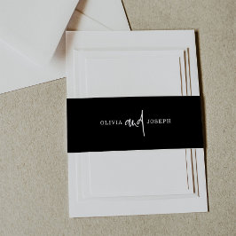 Cintas Para Invitaciones Boda negro moderno con escritura blanca