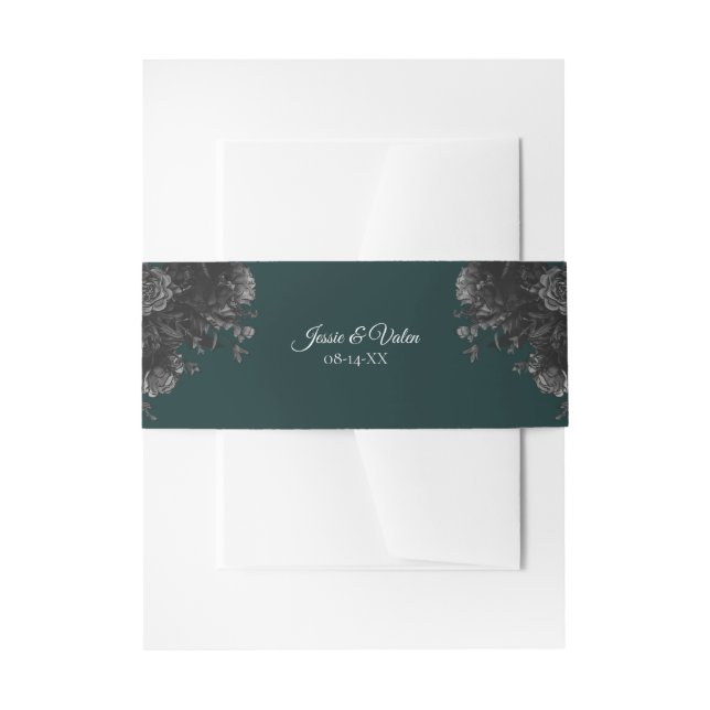 Cintas Para Invitaciones Boda negro verde oscuro (Anverso Ejemplo)