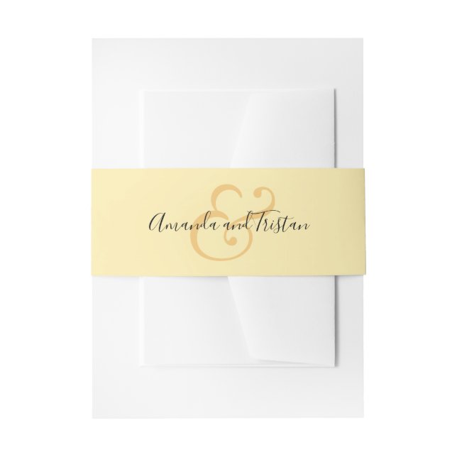 Cintas Para Invitaciones Boda Nombres Amarillo limón (Anverso Ejemplo)
