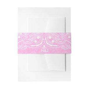 Cintas Para Invitaciones Boda occidental de Paisley Rústica Rosa