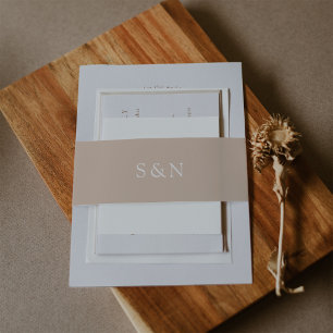 Cintas Para Invitaciones Boda Occidental Minimalista Latte Beige