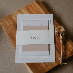 Cintas Para Invitaciones Boda Occidental Minimalista   Monograma