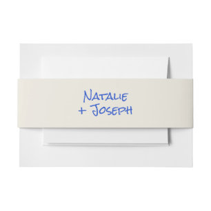 Cintas Para Invitaciones Boda Pastel Moderna Escrita a Mano Azul