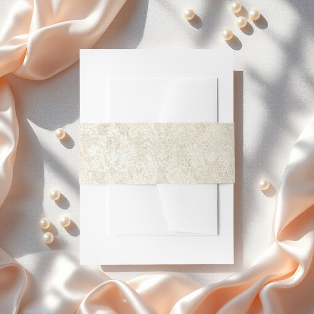 Cintas Para Invitaciones Boda Pearl Damask Elegante Stationery (Pearl Damask Wedding Elegant Stationery Invitation Belly Band)