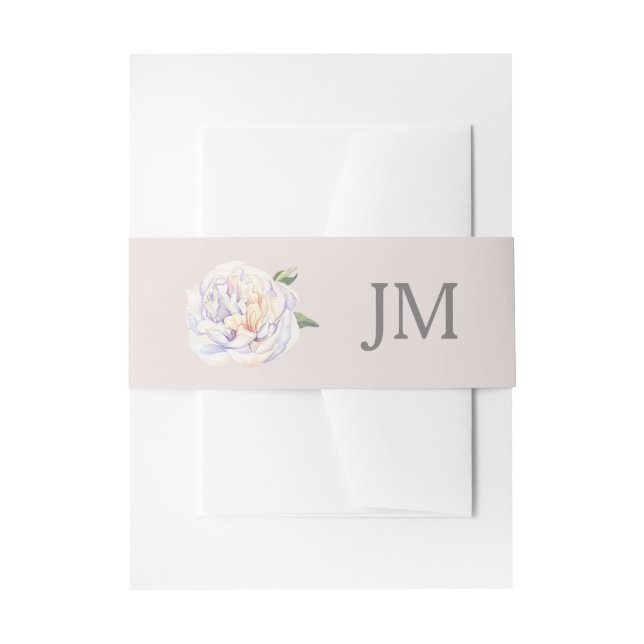 Cintas Para Invitaciones Boda Peony Monogram Floral Mauve (Anverso Ejemplo)