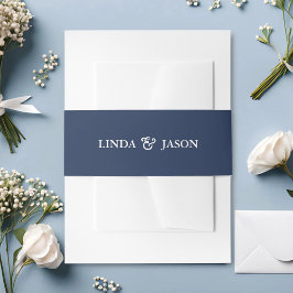 Cintas Para Invitaciones Boda Personalizada Azul Marino y Blanco Ampersand