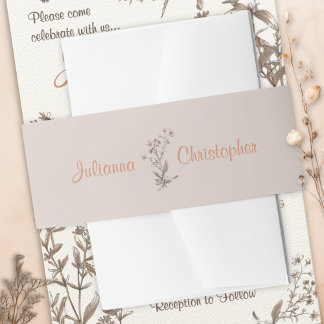 Cintas Para Invitaciones Boda Personalizada de Flores Silvestres Rústicas B