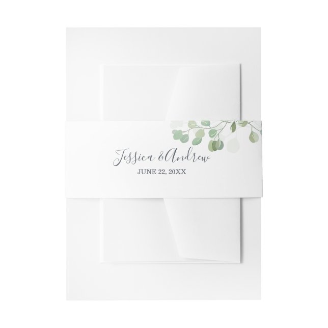 Cintas Para Invitaciones Boda personalizada de follaje ruso de eucalipto (Anverso Ejemplo)