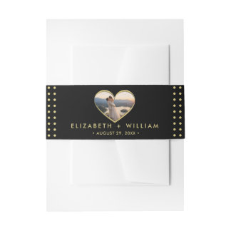 Cintas Para Invitaciones Boda personalizada de lunares dorados y negros