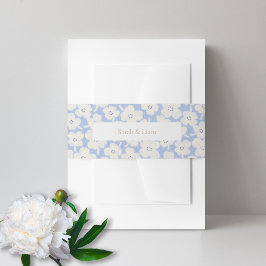 Cintas Para Invitaciones Boda personalizada floral blanca y azul a la moda