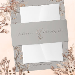 Cintas Para Invitaciones Boda personalizada rústica elegante con flores sil