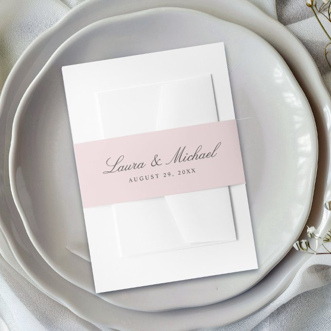 Cintas Para Invitaciones Boda Personalizada Simple Rosa Sonrojo (Subido por el creador)