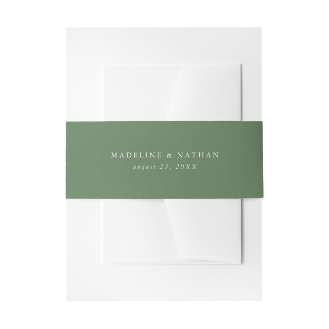 Cintas Para Invitaciones Boda Personalizada Verde Elegante (Anverso Ejemplo)