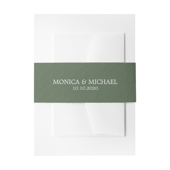 Cintas Para Invitaciones Boda personalizado clásico de cepillado verde oscu (Anverso Ejemplo)