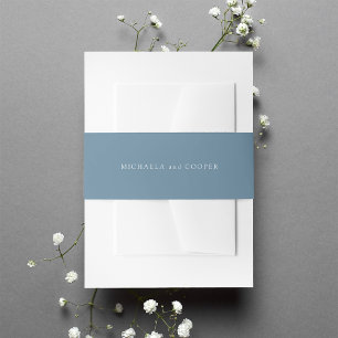 Cintas Para Invitaciones Boda personalizado de color azul turbio sólido