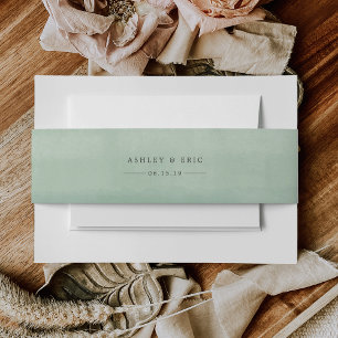 Cintas Para Invitaciones Boda personalizado de la acuarela verde de Jade