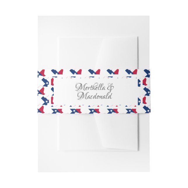 Cintas Para Invitaciones BODA personalizado de la BANDERA TEXAS (Anverso Ejemplo)
