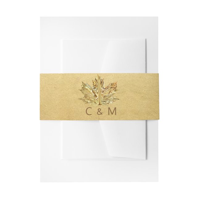 Cintas Para Invitaciones Boda personalizado de la hoja de oro de un monogra (Anverso Ejemplo)