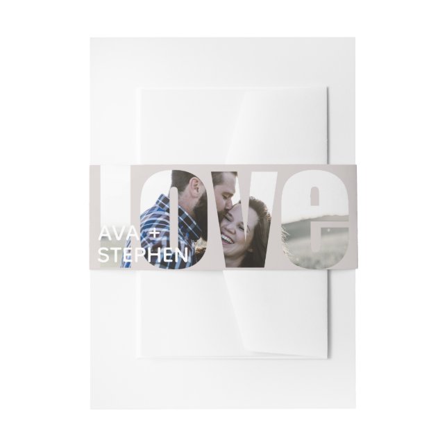 Cintas Para Invitaciones Boda personalizado moderno de fotografía rosada co (Anverso Ejemplo)