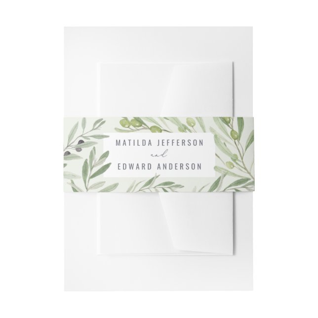 Cintas Para Invitaciones Boda personalizado rama de olivo (Anverso Ejemplo)