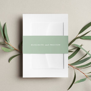 Cintas Para Invitaciones Boda personalizado verde de sabio sólido