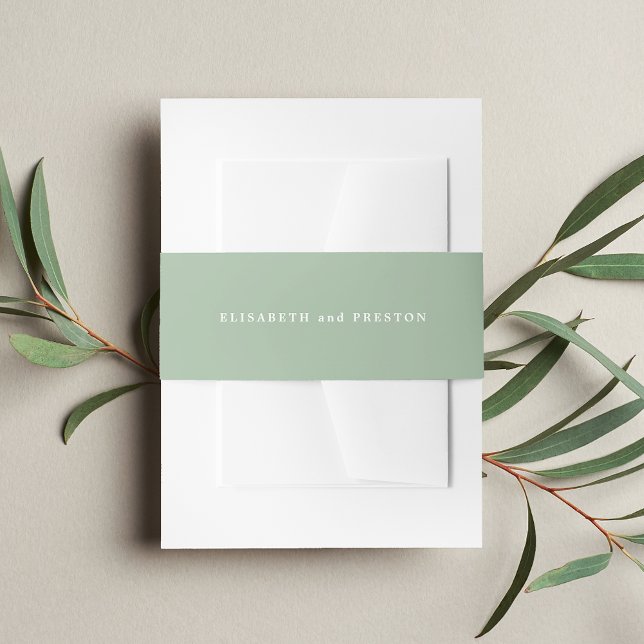 Cintas Para Invitaciones Boda personalizado verde de sabio sólido (Subido por el creador)