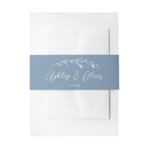 Cintas Para Invitaciones Boda Polvo Azul de Escritura de Flores Silvestres 