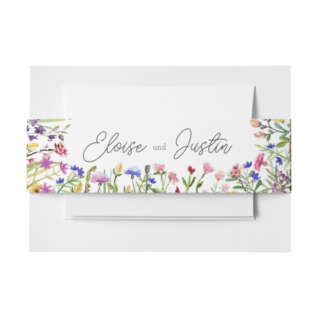 Cintas Para Invitaciones Boda Primavera de Flores Silvestres (Anverso Ejemplo)