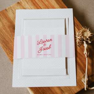 Cintas Para Invitaciones Boda Rayas Rosadas Rojizas Minimal Minimalista Mod
