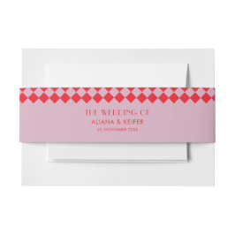 Cintas Para Invitaciones Boda retro de tablero de cheques rosa y rojo de ép
