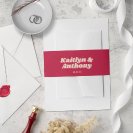 Cintas Para Invitaciones boda Retro Groovy Viva Magenta de los años 70