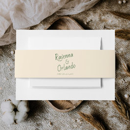 Cintas Para Invitaciones Boda Retro Minimalista Verde Botella y Marfil