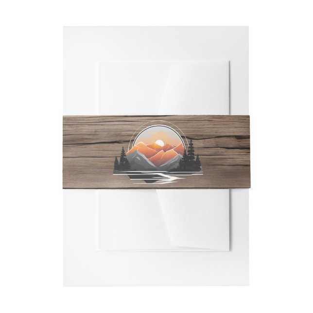 Cintas Para Invitaciones Boda Rocky Forest Woodland Sunset (Anverso Ejemplo)