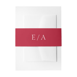 Cintas Para Invitaciones Boda Roja Simple Elegante Monograma Mínimo