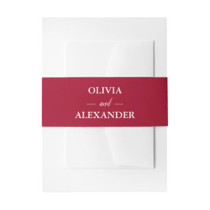 Cintas Para Invitaciones Boda rojo profundo de nombres personalizados