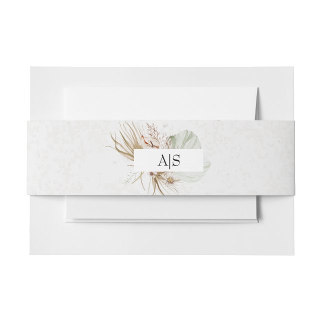 Cintas Para Invitaciones Boda Romántica Bohemio Floral (Anverso Ejemplo)