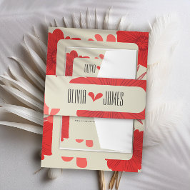 Cintas Para Invitaciones Boda Romántico de Floral Roja