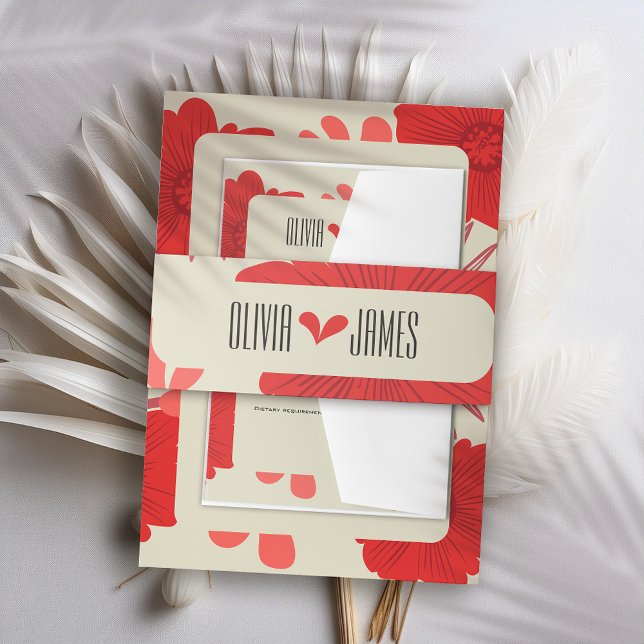 Cintas Para Invitaciones Boda Romántico de Floral Roja (Subido por el creador)
