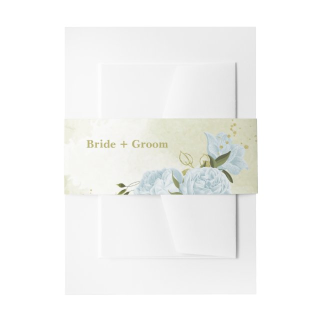 Cintas Para Invitaciones boda romántico de flores azules (Anverso Ejemplo)
