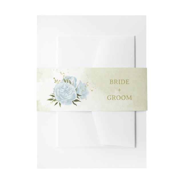 Cintas Para Invitaciones boda romántico de flores azules (Anverso Ejemplo)