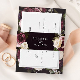 Cintas Para Invitaciones Boda romántico floral oscuro