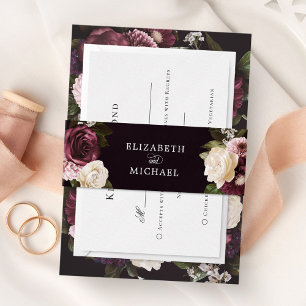 Cintas Para Invitaciones Boda romántico floral oscuro
