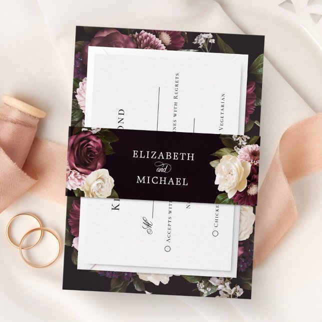 Cintas Para Invitaciones Boda romántico floral oscuro (Subido por el creador)