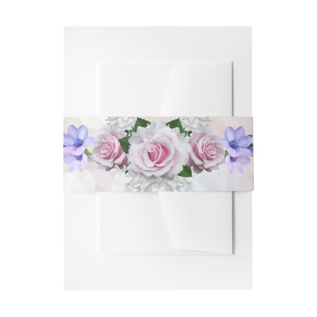 Cintas Para Invitaciones Boda Rosa Bokeh (Anverso Ejemplo)
