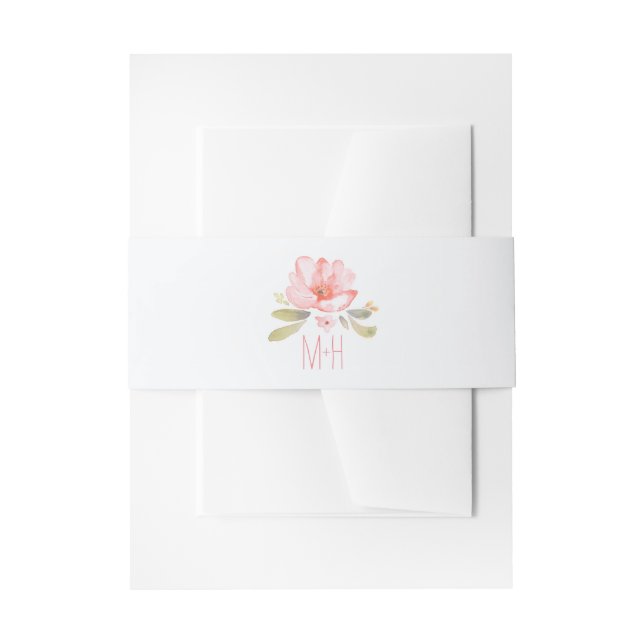 Cintas Para Invitaciones boda rosa de flor acuarela (Anverso Ejemplo)