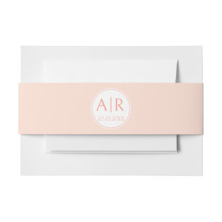 Cintas Para Invitaciones Boda rosa de iniciales simples y elegantes